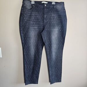 Rebecca Minkoff Size 20W Bedazzled Studded Jeans‎ Black/Gray Distressed Color